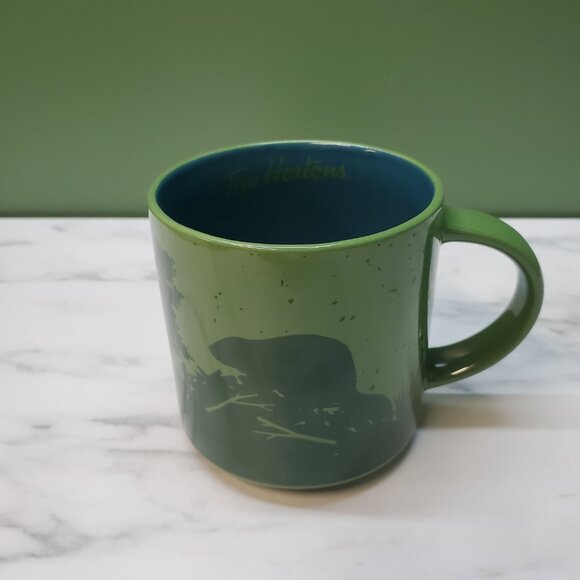 Mug - Tim Hortons Beaver Themed Green and Blue in Excellent condition - Picture 6 of 16